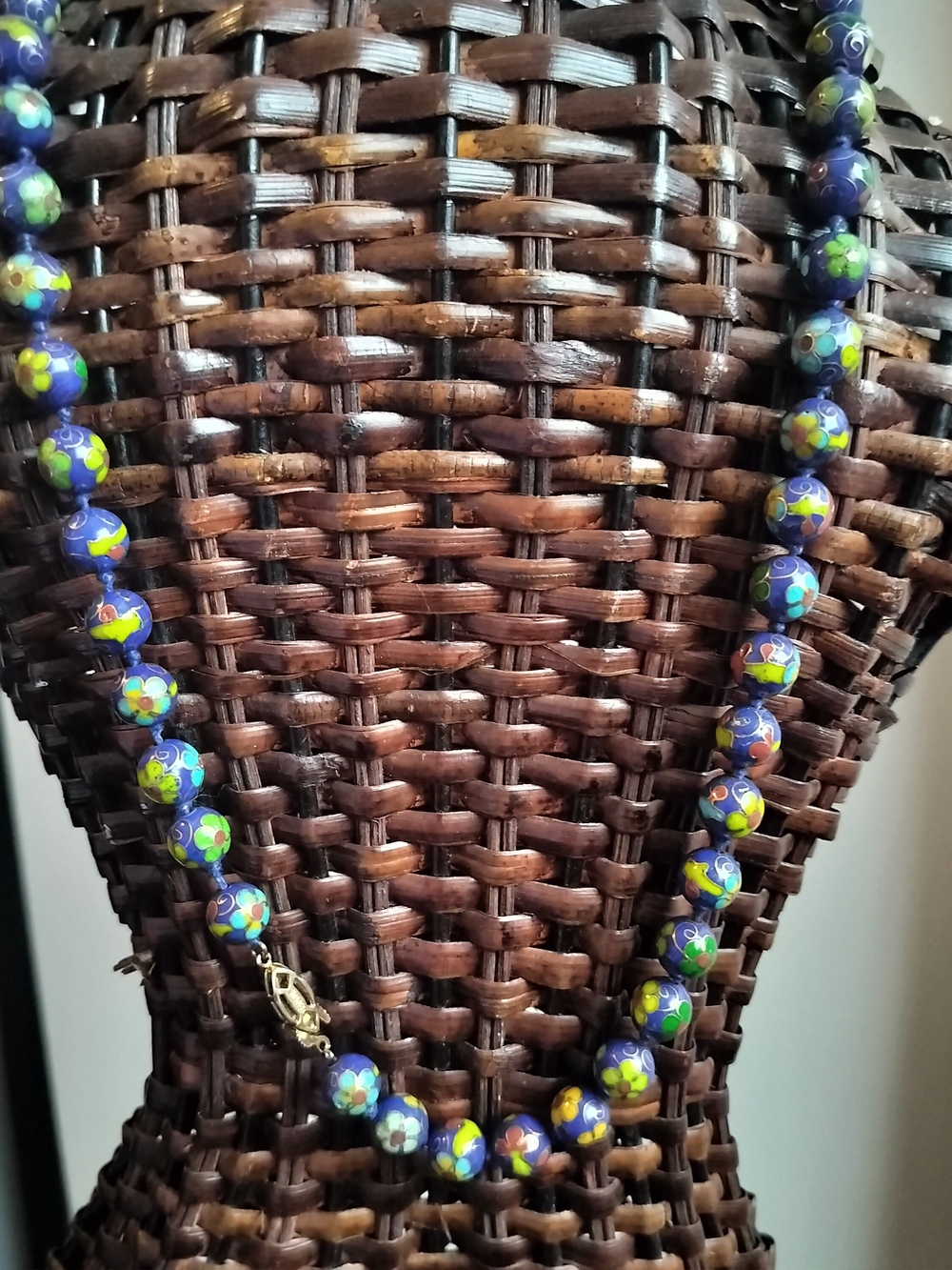Handcrafted Blue Floral Cloisonne Necklace